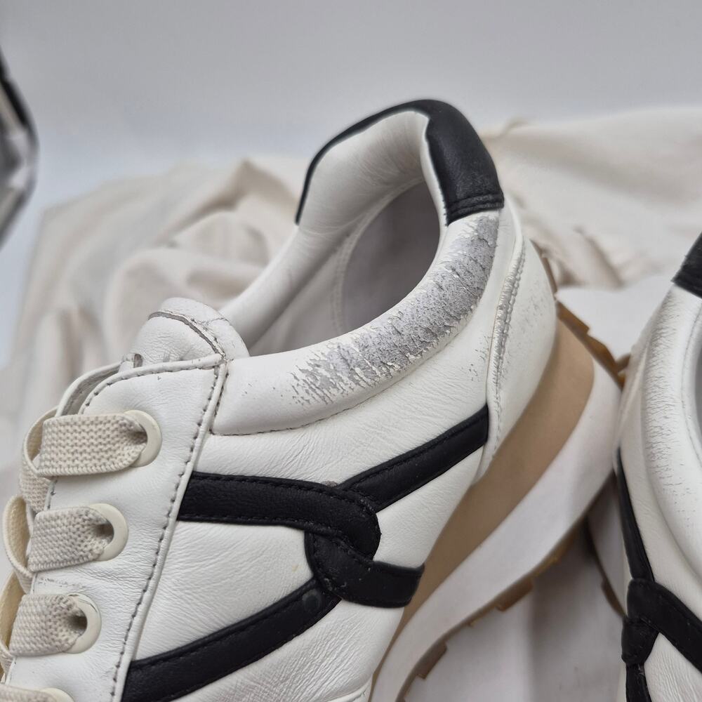 Veronica Beard Valentina low-top sneakers white leather camel suede women size 8 - Picture 11 of 11